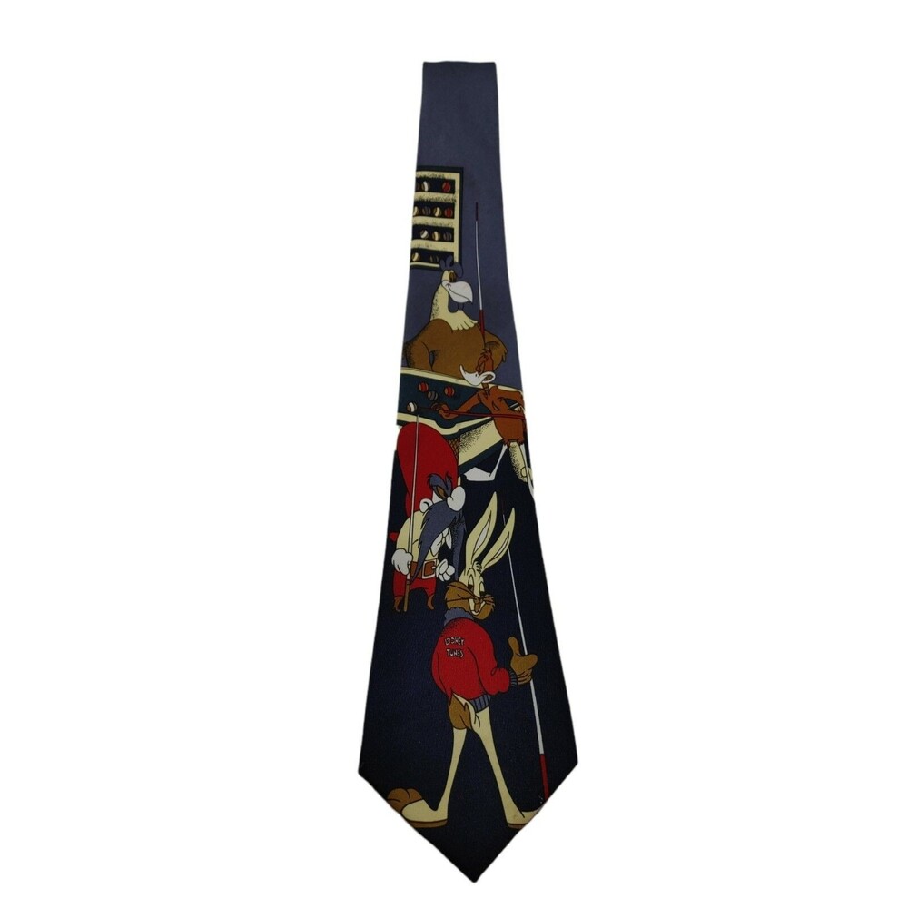 Warner Bros Looney Tunes Bugs Bunny Pool Billiards 100% Silk Men's Necktie